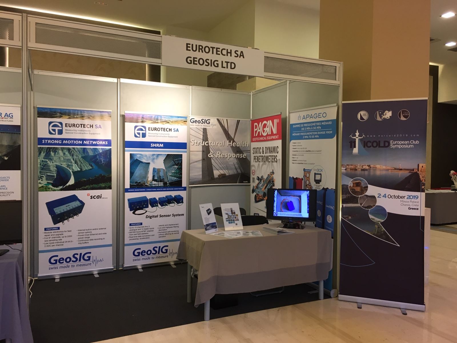 Booth 21-22 at the 11th ICOLD European Club Symposium in Crete.